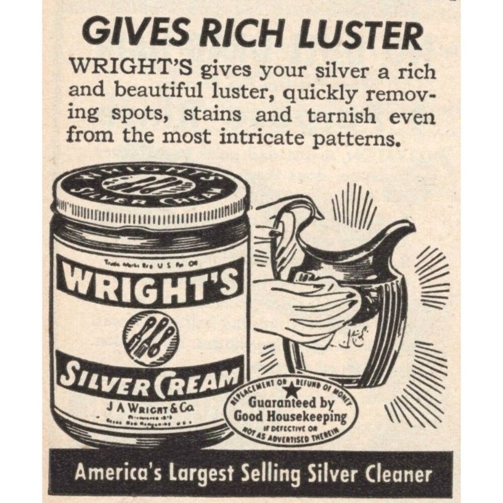 Wrights Silver Cream Vintage Print Ad 1947 u Original